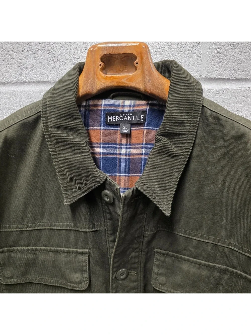 J Crew Mercantile Chore Coat Mens XL Green Flannel Lined Barn Field Jacket 25x32